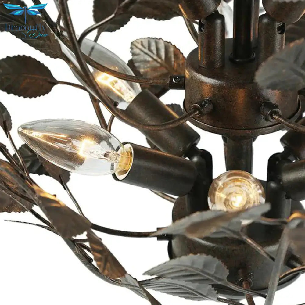 Metal Rust Chandelier Light Branching 8 Lights Farmhouse Ceiling Lighting Fixture