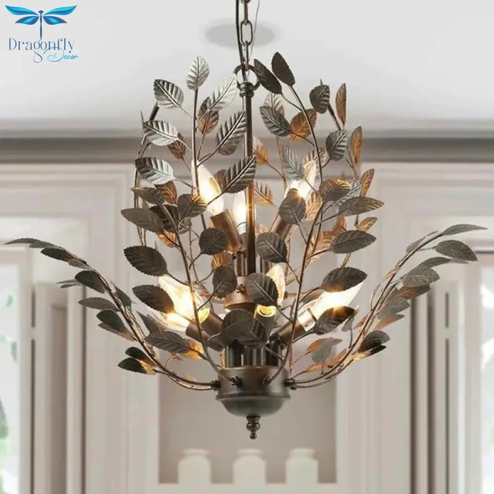 Metal Rust Chandelier Light Branching 8 Lights Farmhouse Ceiling Lighting Fixture