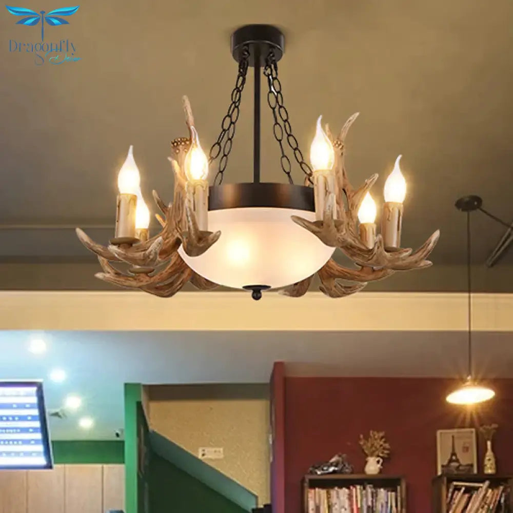 Metal Semi Sphere Chandelier Lamp Contemporary 11 - Head Restaurant Pendant Ceiling Light In Brown