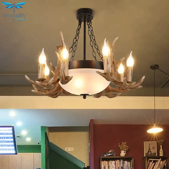 Metal Semi Sphere Chandelier Lamp Contemporary 11 - Head Restaurant Pendant Ceiling Light In Brown