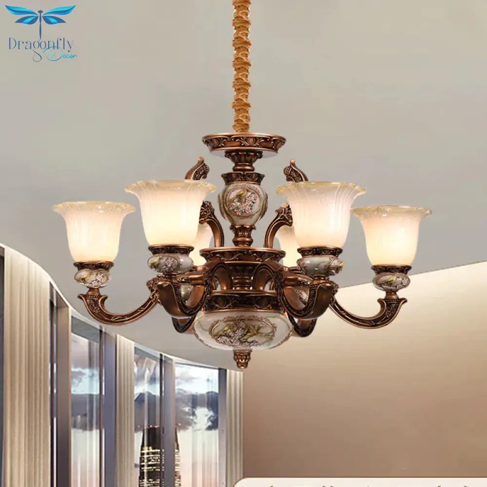 Metal Swooping Arm Ceiling Chandelier Traditional Style 6/8 Lights For Living Room Dining Room