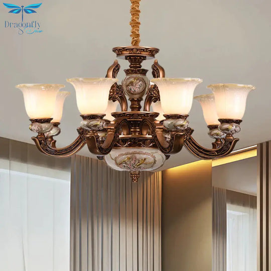 Metal Swooping Arm Ceiling Chandelier Traditional Style 6/8 Lights For Living Room Dining Room