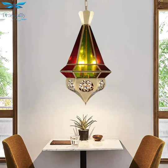 Metal Tapered Hanging Pendant Art Deco 3 - Light Restaurant Ceiling Chandelier With Hollow Decor