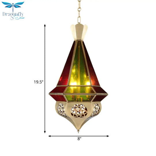 Metal Tapered Hanging Pendant Art Deco 3 - Light Restaurant Ceiling Chandelier With Hollow Decor