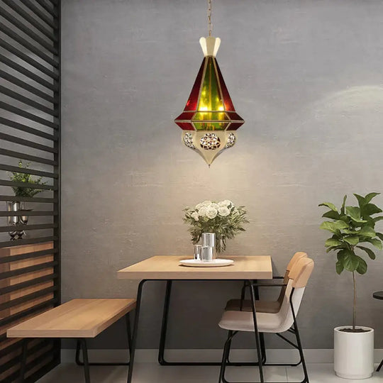 Metal Tapered Hanging Pendant Art Deco 3 - Light Restaurant Ceiling Chandelier With Hollow Decor