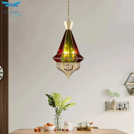 Metal Tapered Hanging Pendant Art Deco 3 - Light Restaurant Ceiling Chandelier With Hollow Decor