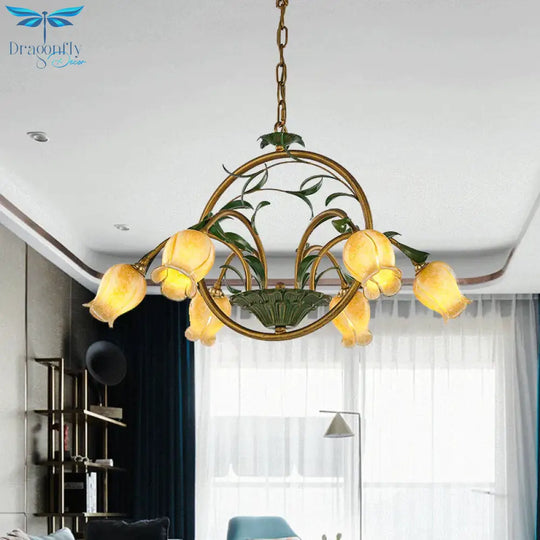 Metal Tulip Ceiling Chandelier Romantic Pastoral 6/8/10 Bulbs Living Room Led Hanging Pendant Light