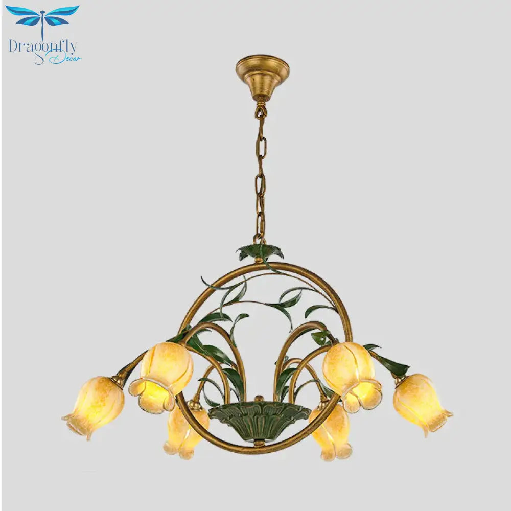 Metal Tulip Ceiling Chandelier Romantic Pastoral 6/8/10 Bulbs Living Room Led Hanging Pendant Light