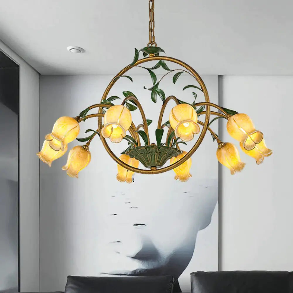Metal Tulip Ceiling Chandelier Romantic Pastoral 6/8/10 Bulbs Living Room Led Hanging Pendant Light