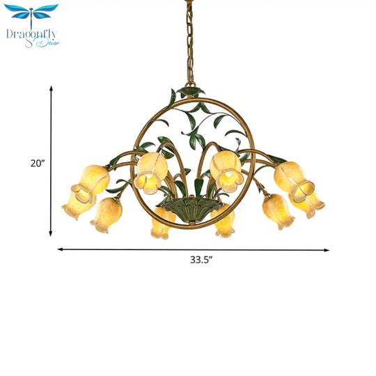 Metal Tulip Ceiling Chandelier Romantic Pastoral 6/8/10 Bulbs Living Room Led Hanging Pendant Light