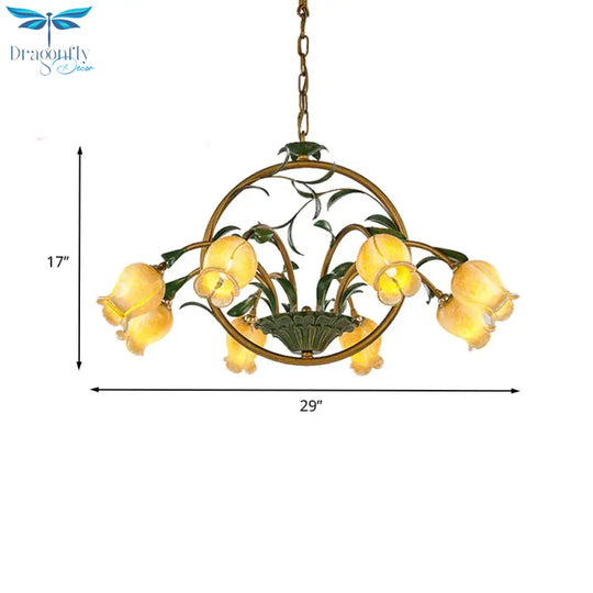 Metal Tulip Ceiling Chandelier Romantic Pastoral 6/8/10 Bulbs Living Room Led Hanging Pendant Light