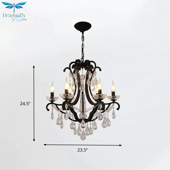 Metallic Black Pendant Chandelier Scroll Arm 5/6 - Head Traditional Hanging Ceiling Light With