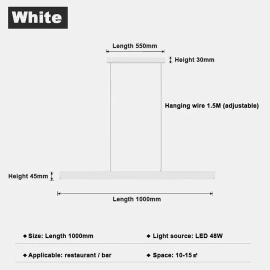 Minimalist Led Long Bar Pendant Light For Dining Room Kitchen 100Cm 1 / Cold White Pendant