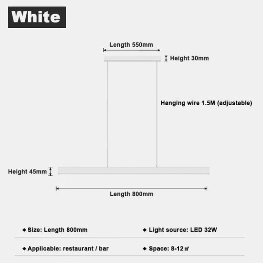 Minimalist Led Long Bar Pendant Light For Dining Room Kitchen 80Cm 1 / Cold White Pendant