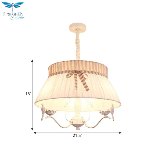 Modern 3 Lights Chandelier Lamp With Fabric Shade White Conical Pendant Light Fixture
