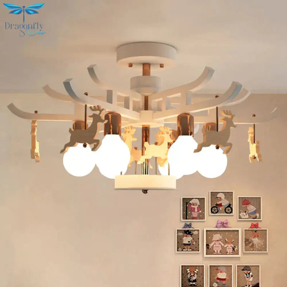 Modern Deer Hanging Chandelier Metal Ceiling Lamp For Living Room