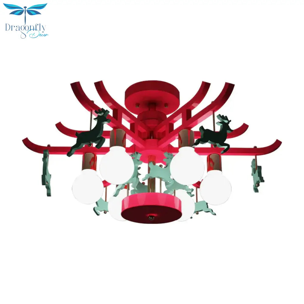 Modern Deer Hanging Chandelier Metal Ceiling Lamp For Living Room