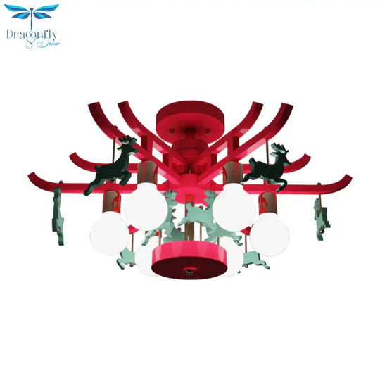 Modern Deer Hanging Chandelier Metal Ceiling Lamp For Living Room
