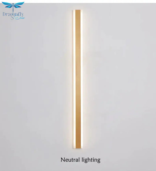 Modern Ip65 Waterproof Outdoor Lights Stainless Steel Long Led Wall Lamp Gold Light Garden Porch