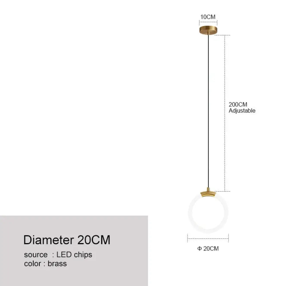 Modern Minimalist Led Pendant Lighting For Dining Room Kitchen Fixture 1 Round 20Cm / Hanging Wire