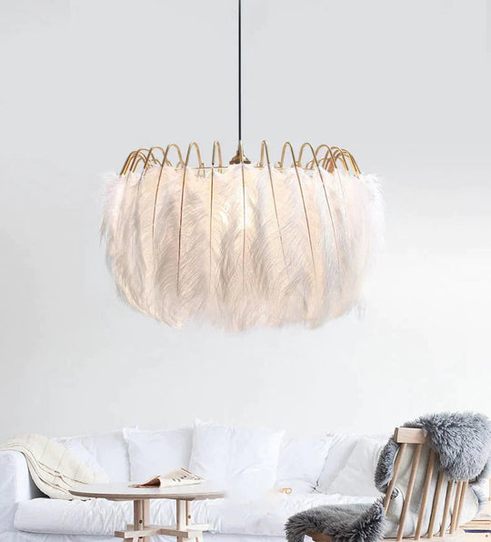 Modern Nordic Fairy Feather Chandelier Lamp Loft Pendant Lights Living Suspension Lighting Fixtures