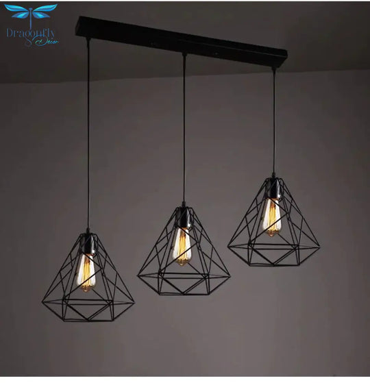 Modern Pendant Light Black Iron Hanging Cage Vintage E27Led Lamp Bulb Industrial Loft Retro Dining