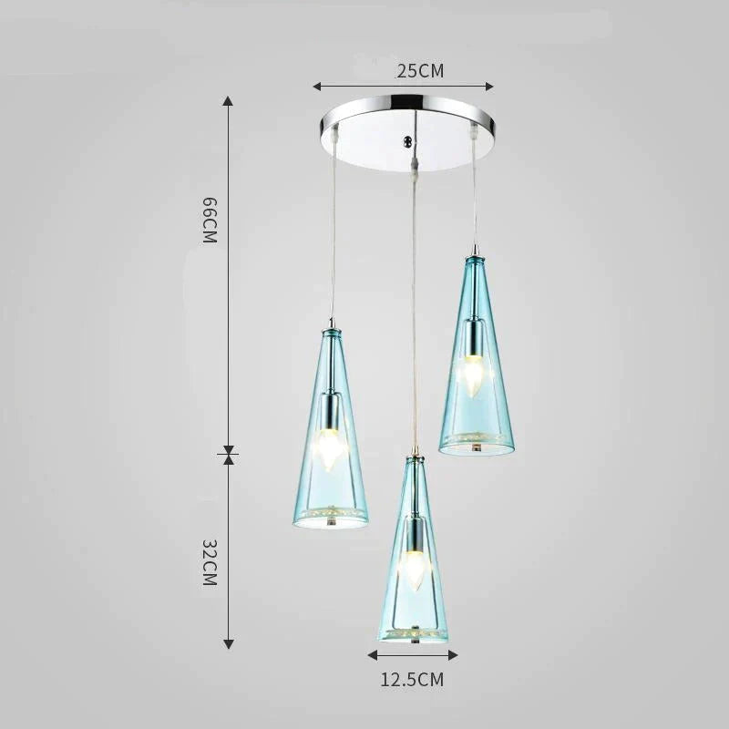Modern Simple Led Chandelier Three Head Crystal Disc - Water - Blue / 5W Pendant