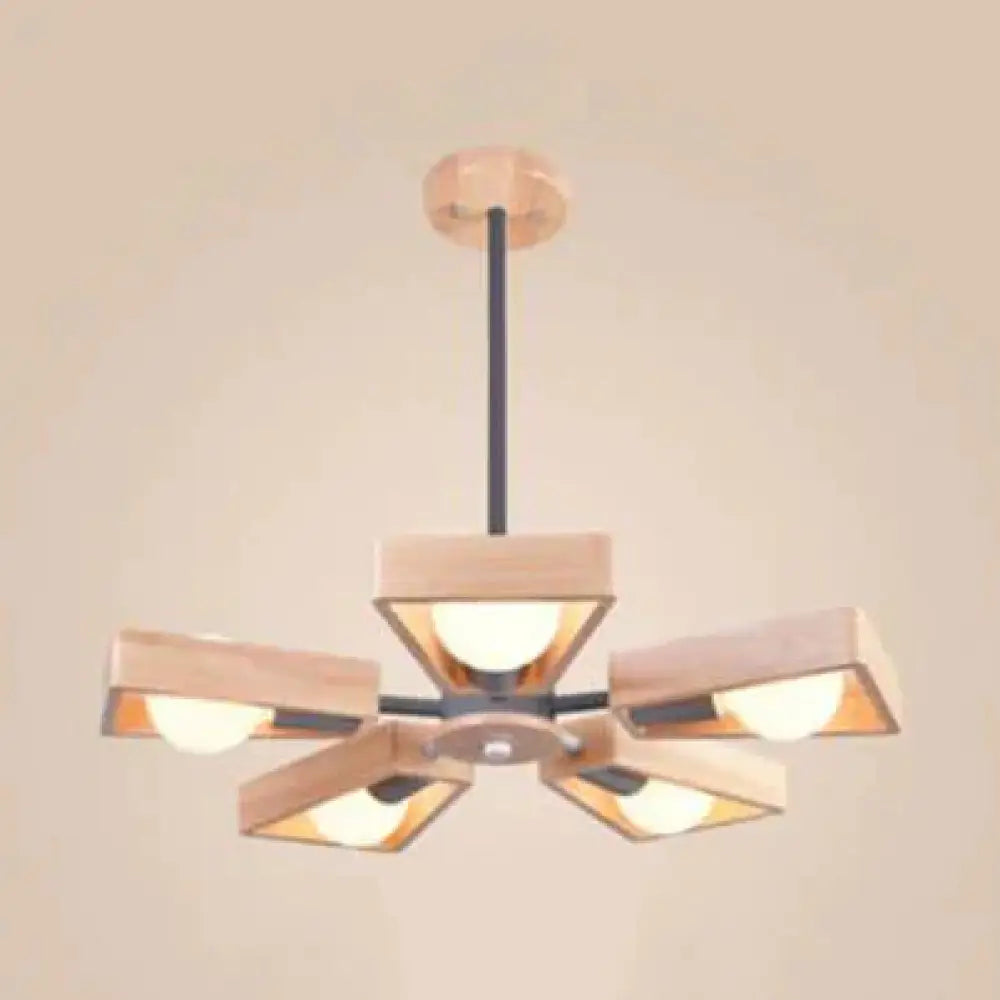 Modern Sputnik Chandelier Pendant Wooden 3/5/8 - Light Bedroom Hanging Lamp In Black/White 5 / Black