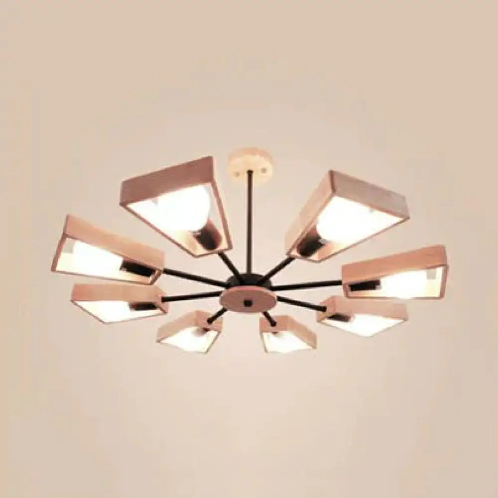 Modern Sputnik Chandelier Pendant Wooden 3/5/8 - Light Bedroom Hanging Lamp In Black/White 8 / Black