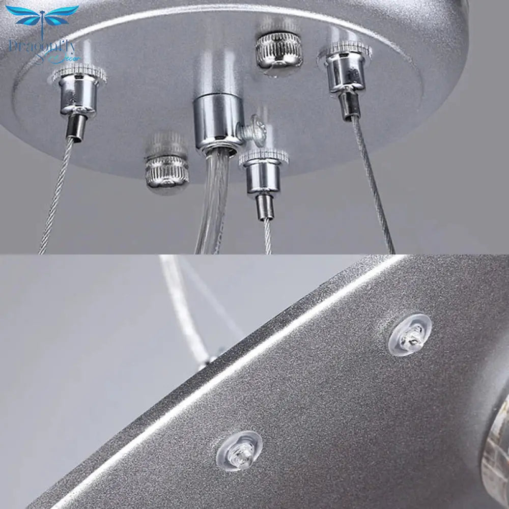 Modern Style Blue Chandelier Ufo Six Lights Metal Pendant Lamp For Child Bedroom