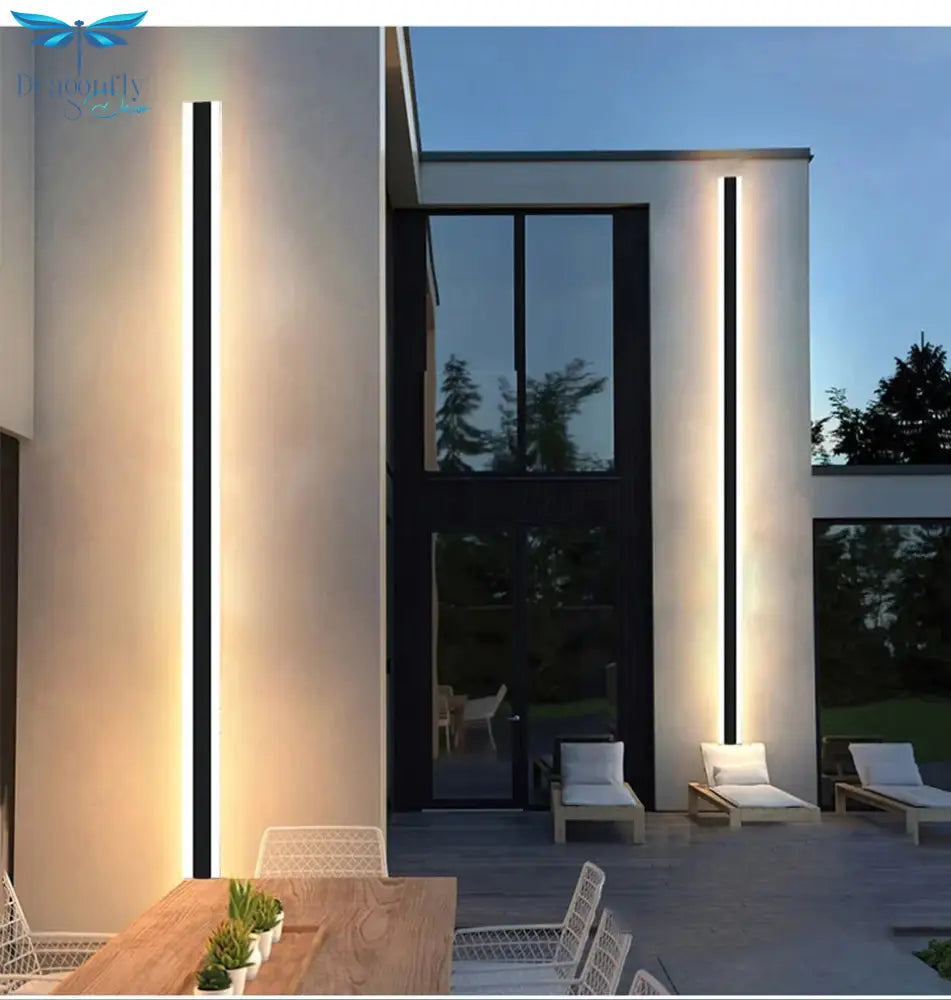 Modern Waterproof Outdoor Long Strip Led Wall Lamp Ip65 Aluminum Light Garden Porch Sconce 110V