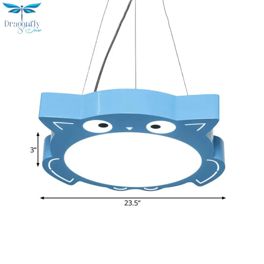 Modernism Owl Design Pendant Light Acrylic Led Children Bedroom Chandelier Lamp In Pink/Yellow