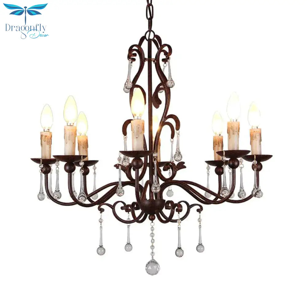 Modernism Sputnik Ceiling Chandelier Crystal 6/8 Heads Hanging Light Fixture In Black For Bedroom