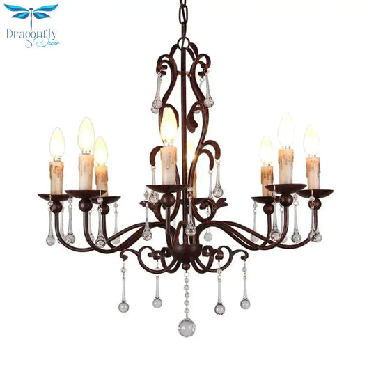 Modernism Sputnik Ceiling Chandelier Crystal 6/8 Heads Hanging Light Fixture In Black For Bedroom