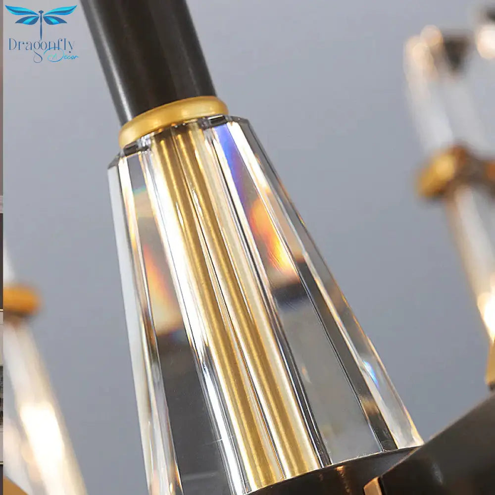 Modernism Sputnik Hanging Light 3/6/8 Heads Three Sided Crystal Rod Ceiling Chandelier In