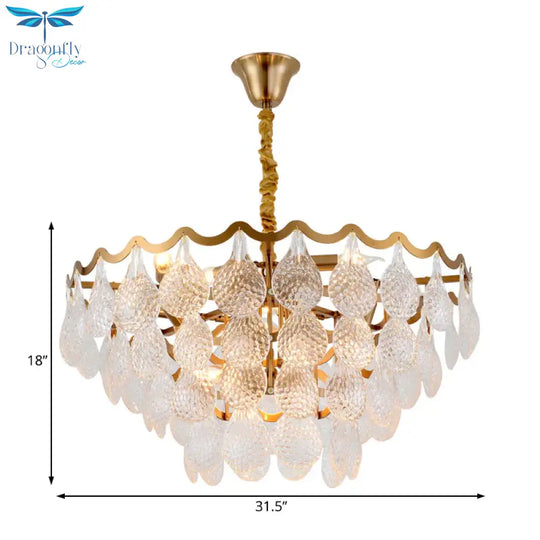 Multi Tiered Crystal Chandelier Gold 8/15 Bulbs Hanging Ceiling Light For Living Room