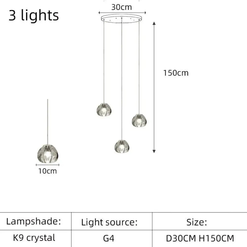 Nebular - Modern K9 Crystal Led Meteor Chandelier 3 Lights / White Light