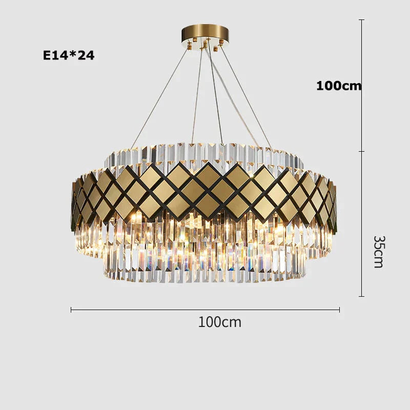 Neva 2 - Designer Alloy And Crystal Led Chandelier For Dinning Room Living Room Dia100Cm