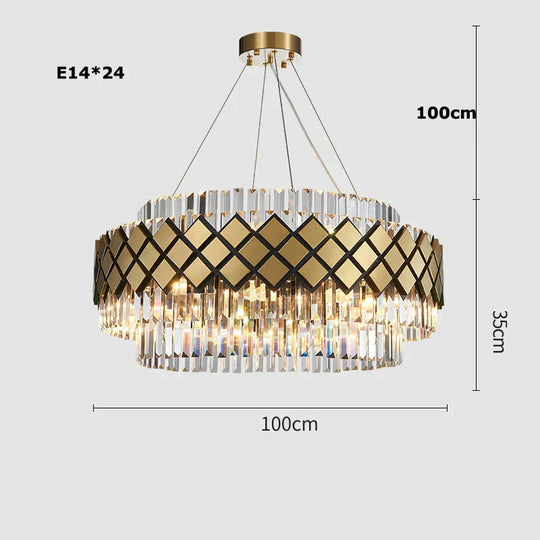 Neva 2 - Designer Alloy And Crystal Led Chandelier For Dinning Room Living Room Dia100Cm