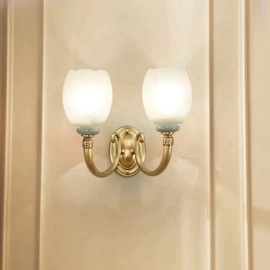 New Creative Bedroom Bedside Ceramic All Copper Wall Lamp Double / Without Light Source Lamps