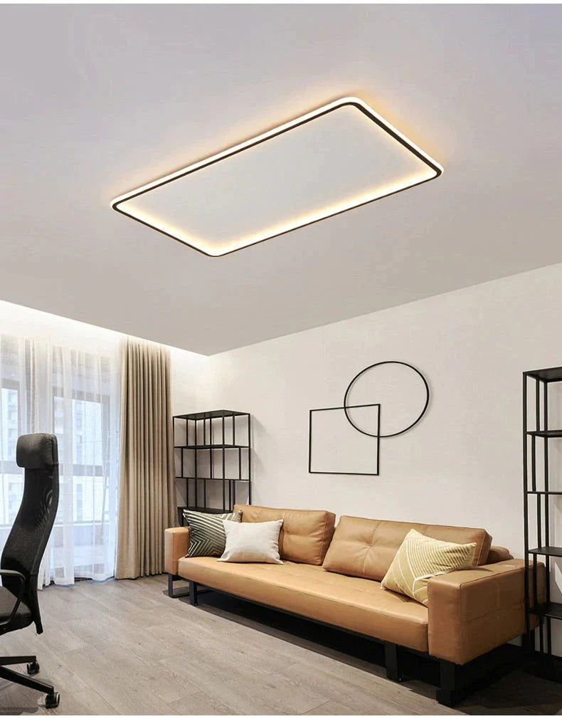 New Modern Black White Ultra - Thin Led Ceiling Light Rectangular Round Bedroom Lamp Living Room