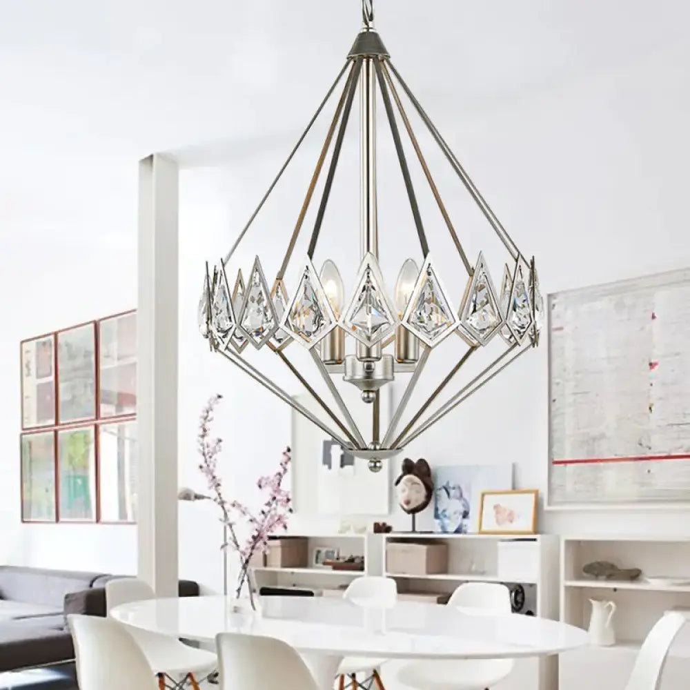 Nickel Tapered Chandelier Nordic Metal 1/3 Bulbs Pendant Light Fixture For Living Room 3 /