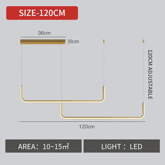 Amelia’s Geometric Delight: Modern Led Pendant Light For Your Kitchen Or Dining Room Gold L120Cm