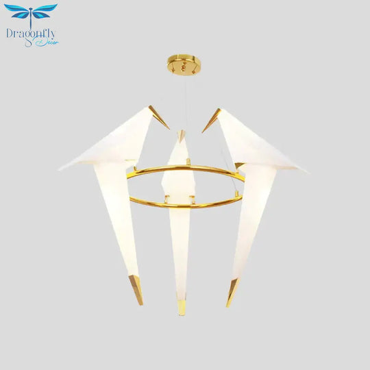 Nordic 1/2/3 - Bulb Ceiling Light White - Gold Round Pendant Kit With Plastic Crane Shade