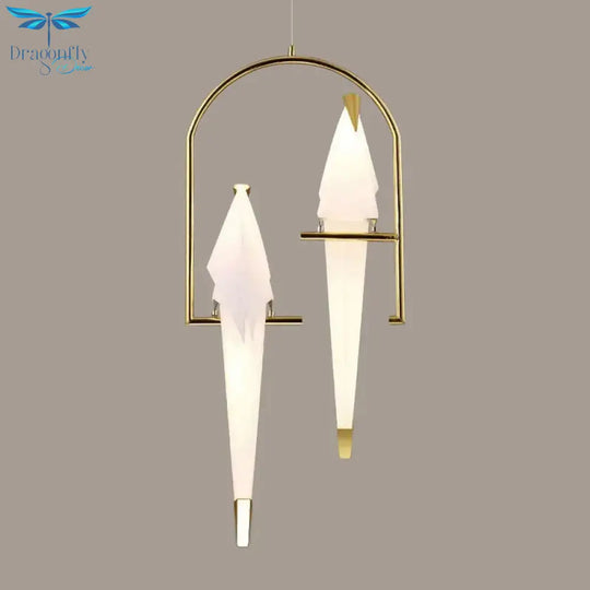 Nordic 1/2/3 - Bulb Ceiling Light White - Gold Round Pendant Kit With Plastic Crane Shade
