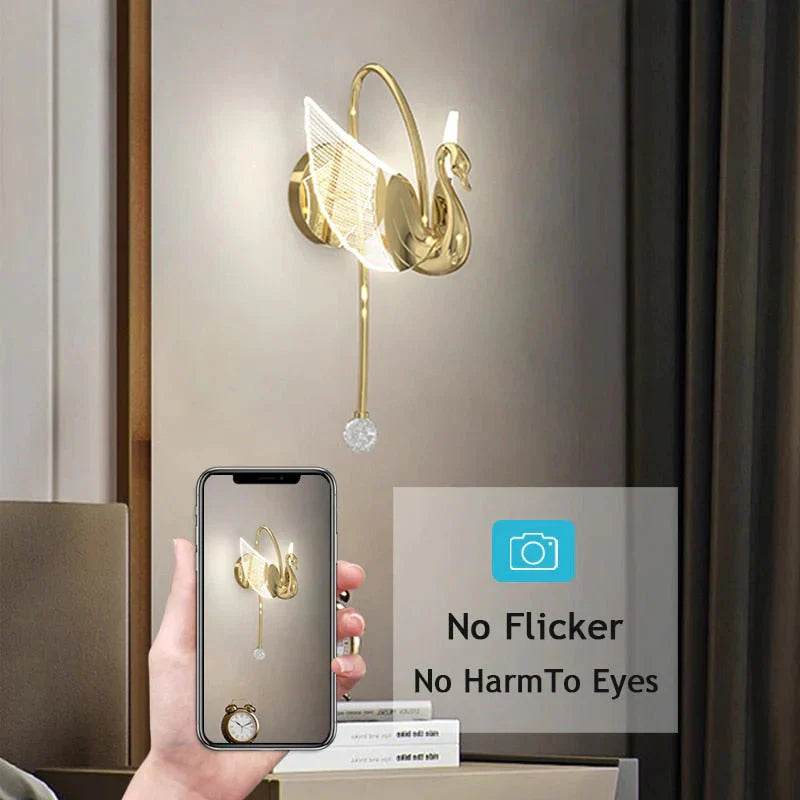 Nordic Art Deco Led Swan Wall Lamp For Bedroom Bedside Wall Living Room Hallway Indoor Lighting