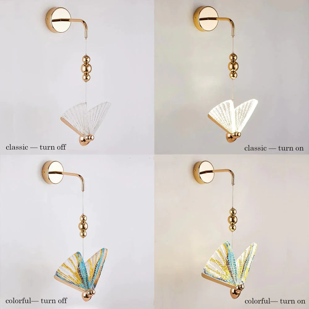 Nordic Butterfly Led Wall Light For Bedroom Wall