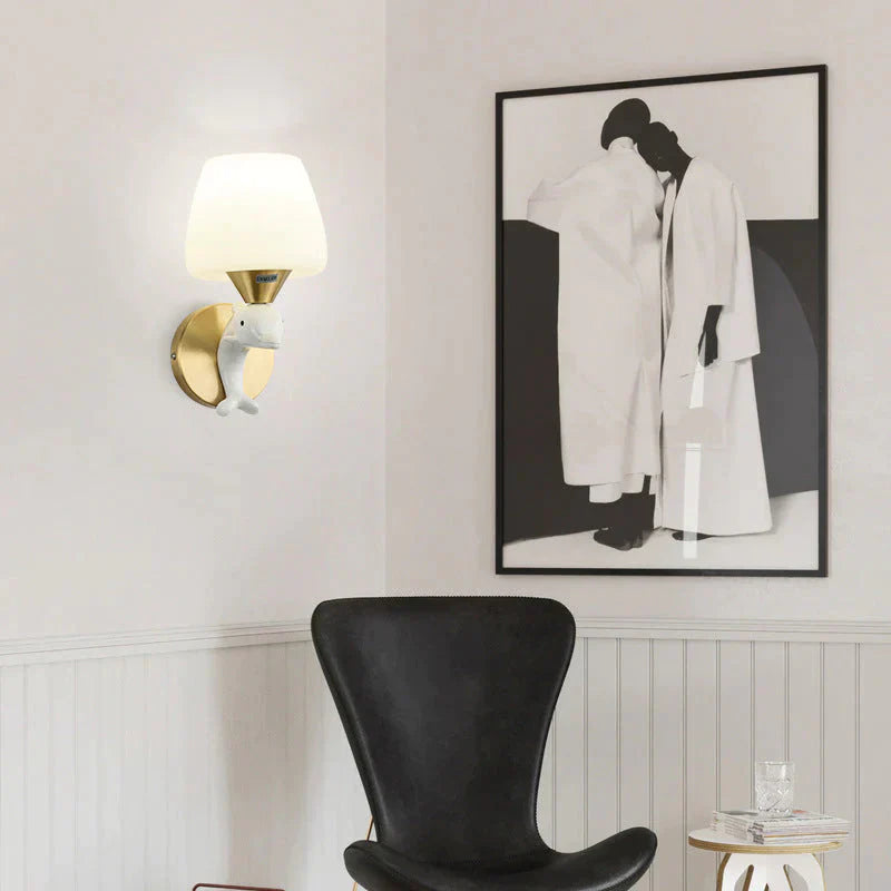 Nordic Minimalist Dolphin Bedside Copper Wall Lamp Lamps