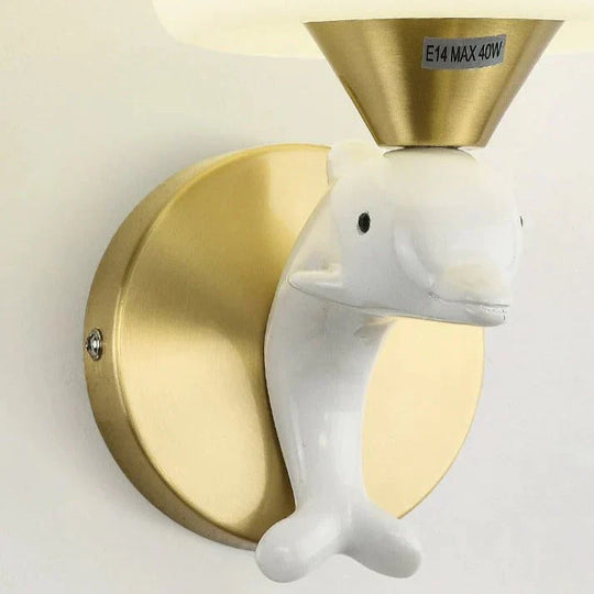 Nordic Minimalist Dolphin Bedside Copper Wall Lamp Lamps