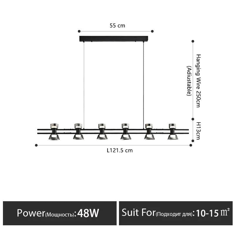 Nordic Modern Minimalist Light Luxury Bar Led Strip Lamp Kitchen Island Table Light Fixture Black -